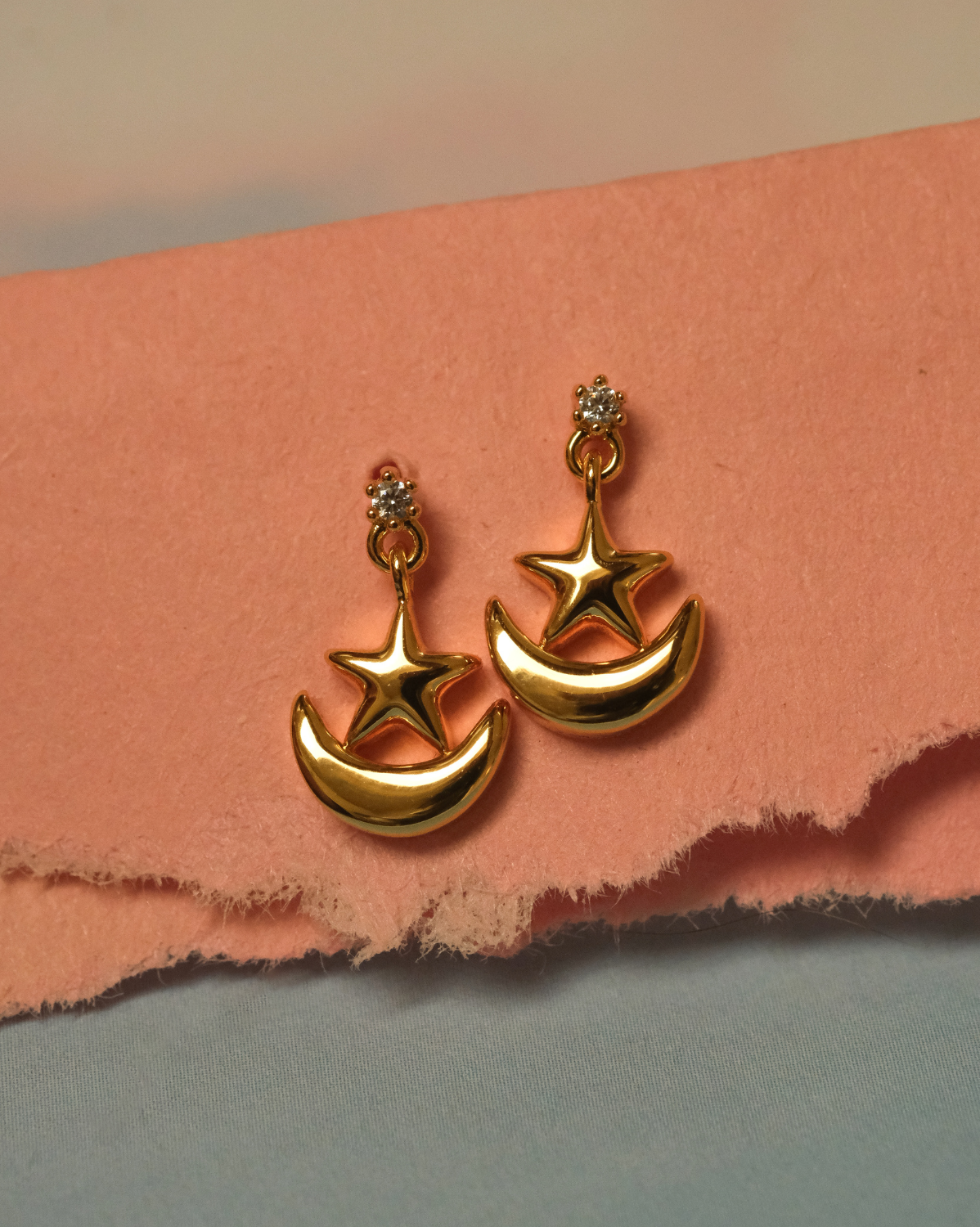Solid Gold Moon Cosmic Power Earrings (Ready to ship)