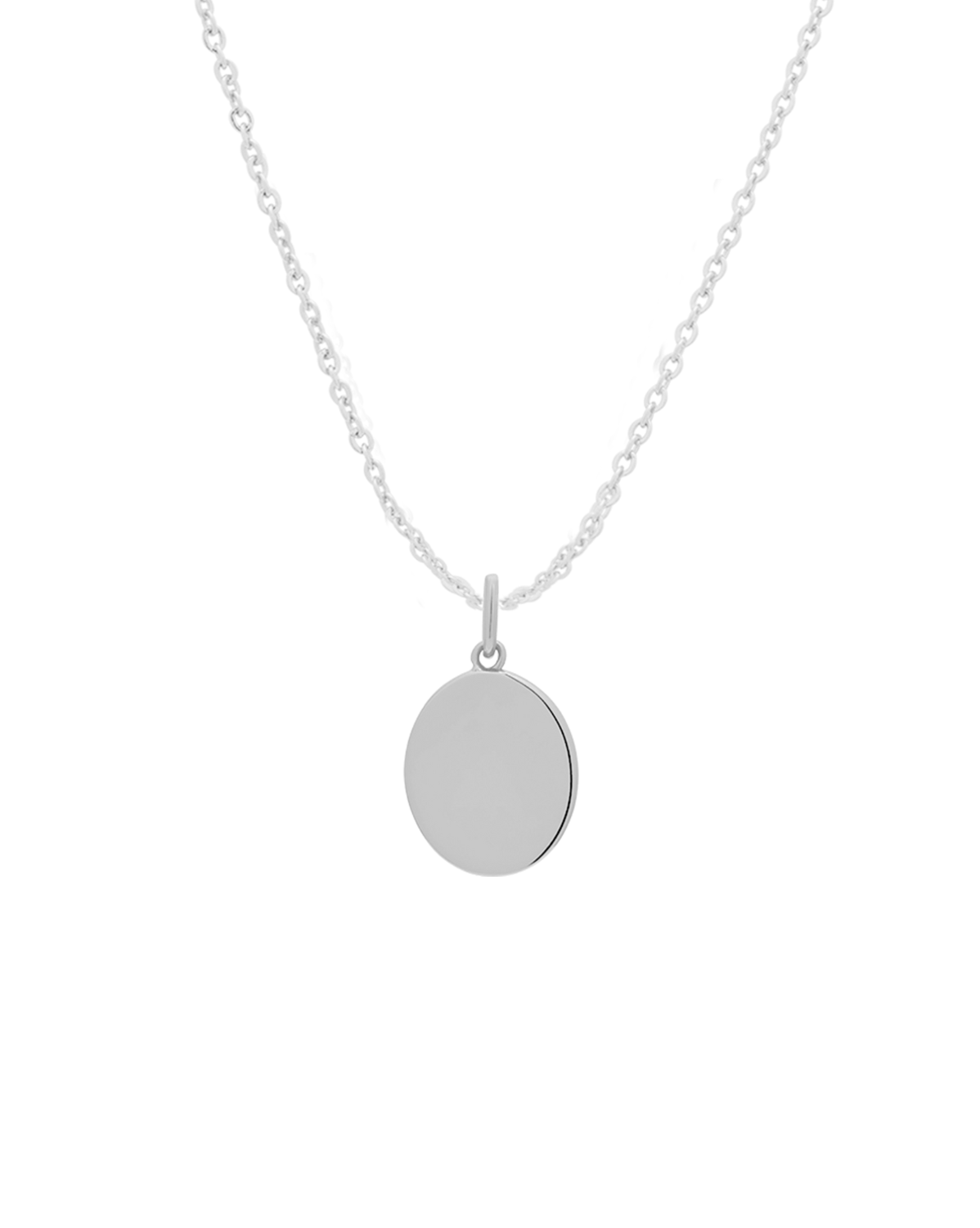 Custom Engraved Oval Necklace - Sterling Silver