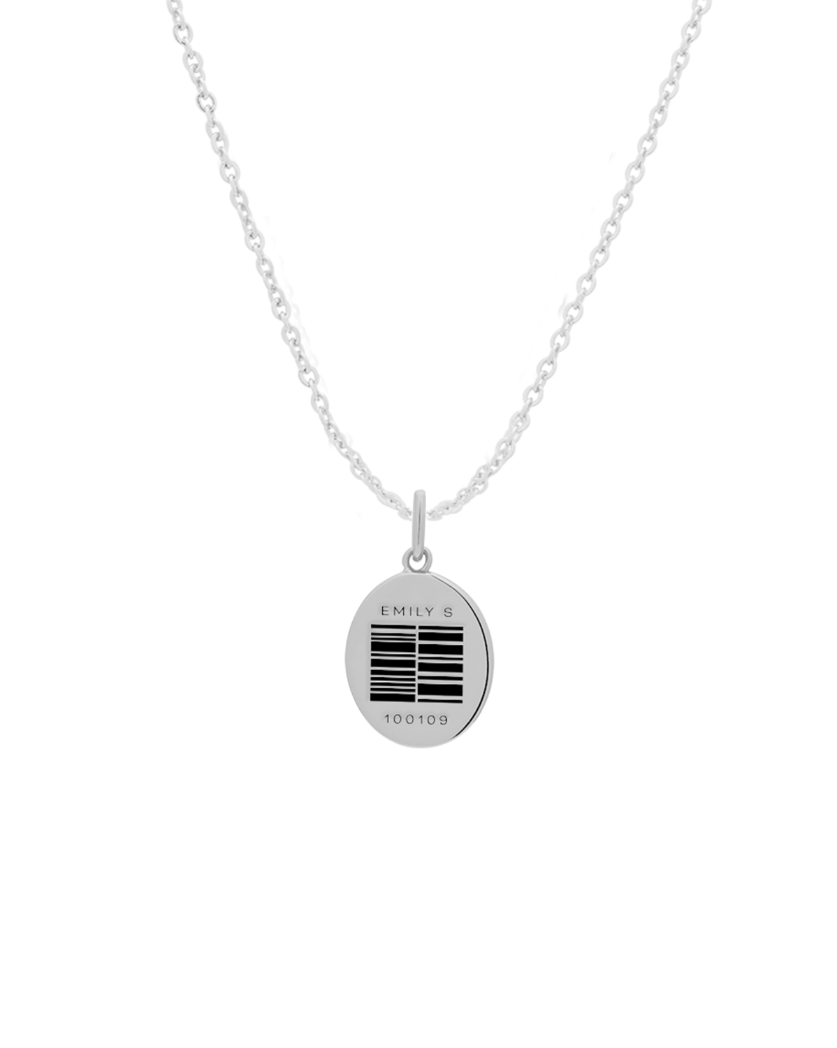 Custom Engraved Oval Necklace - Sterling Silver