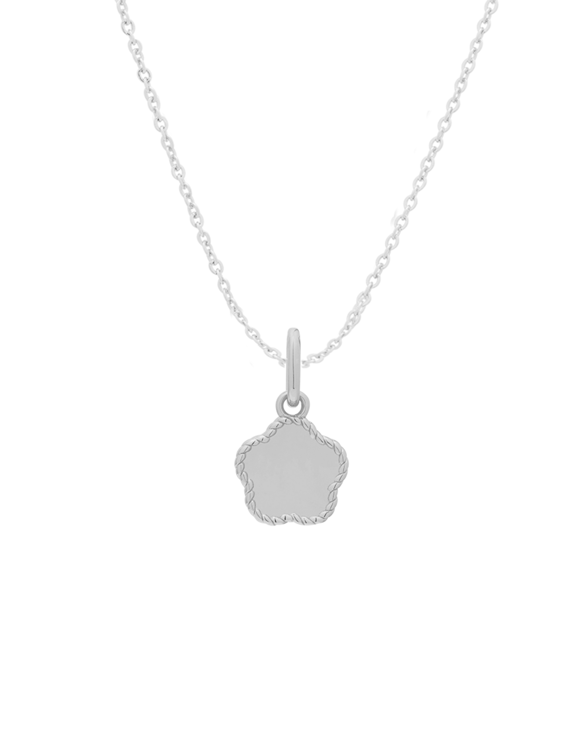 Flower Engraved Initial Necklace - Sterling Silver