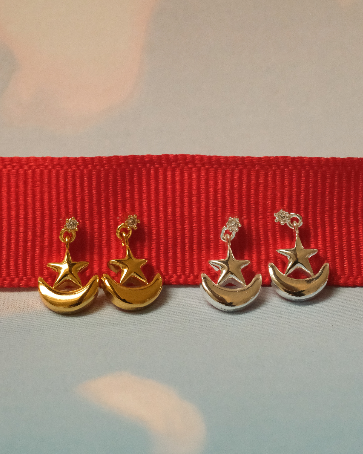 Solid Gold Moon Cosmic Power Earrings (Ready to ship)