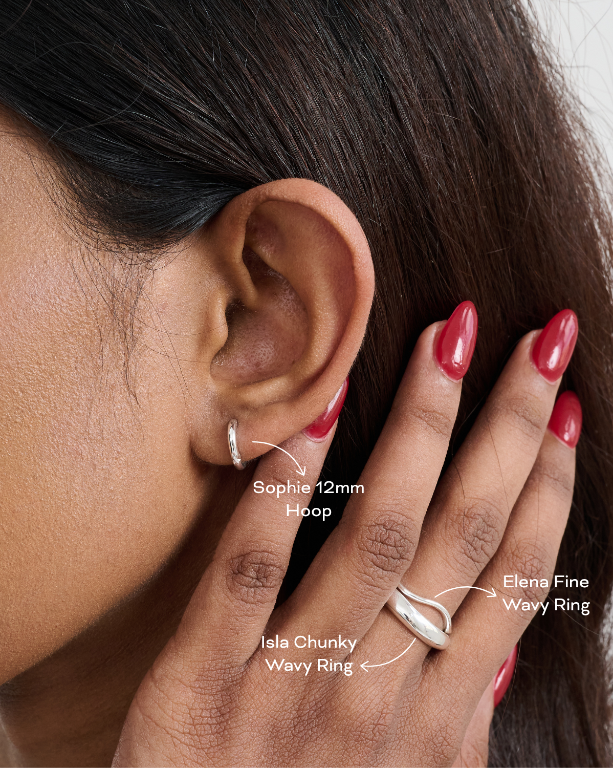 Elena Fine Wavy Ring - Sterling Silver