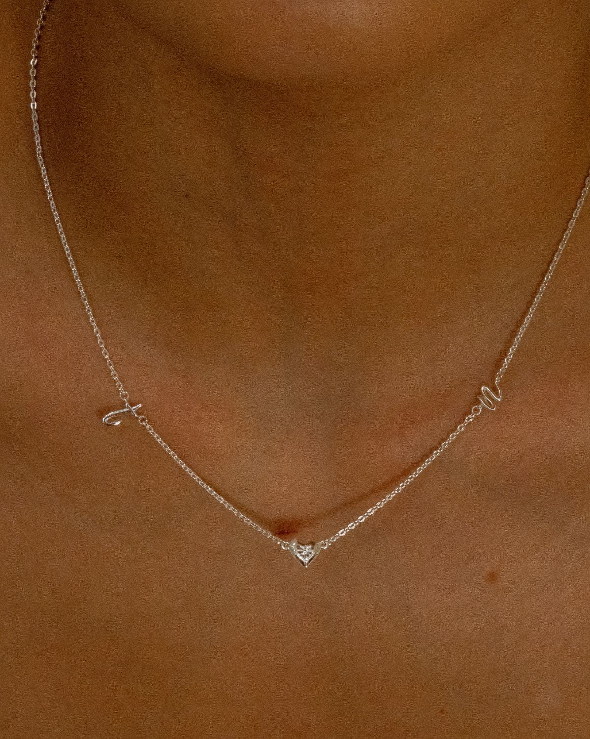 Amour Cursive Initial Necklace - Sterling Silver
