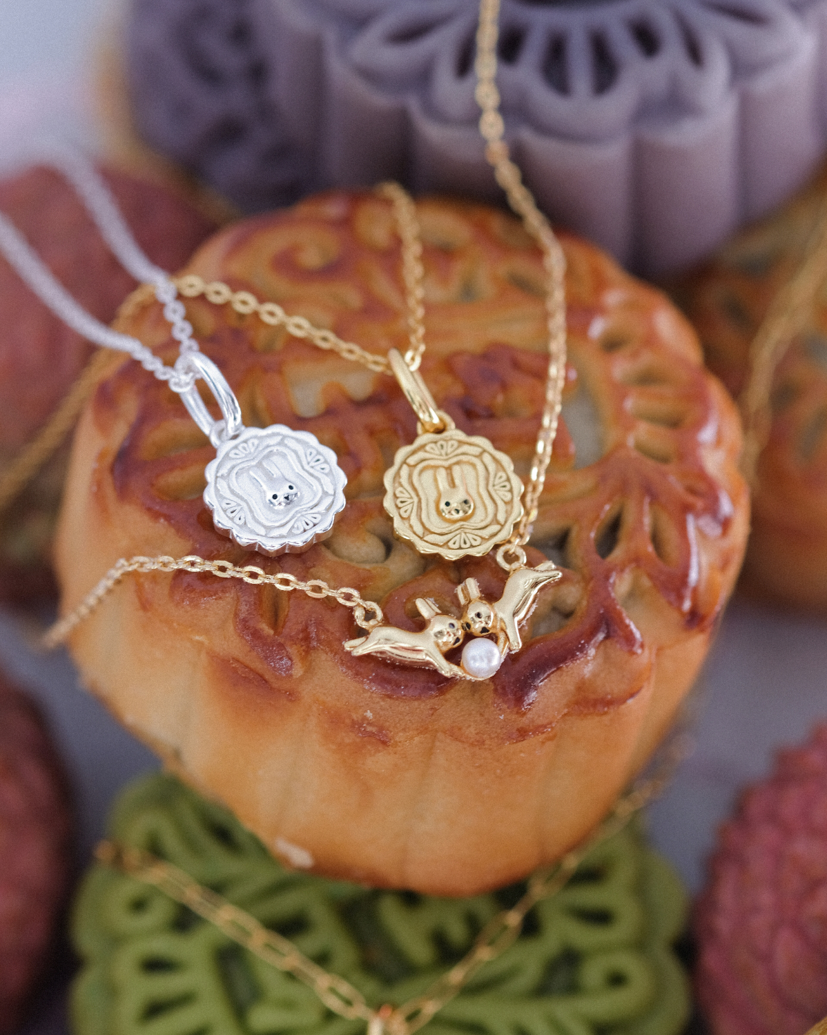 Luna Round Mooncake Necklace - Sterling Silver