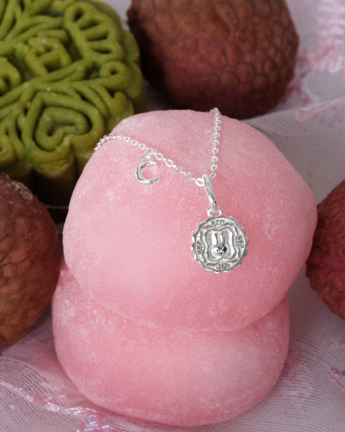 Luna Round Mooncake Necklace - Sterling Silver