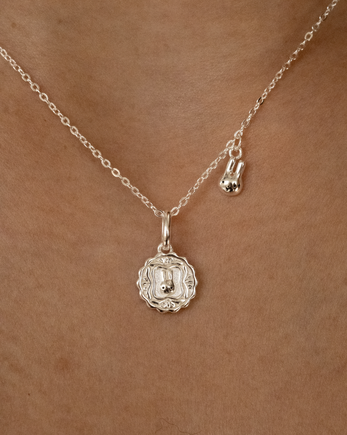 Luna Round Mooncake Necklace - Sterling Silver