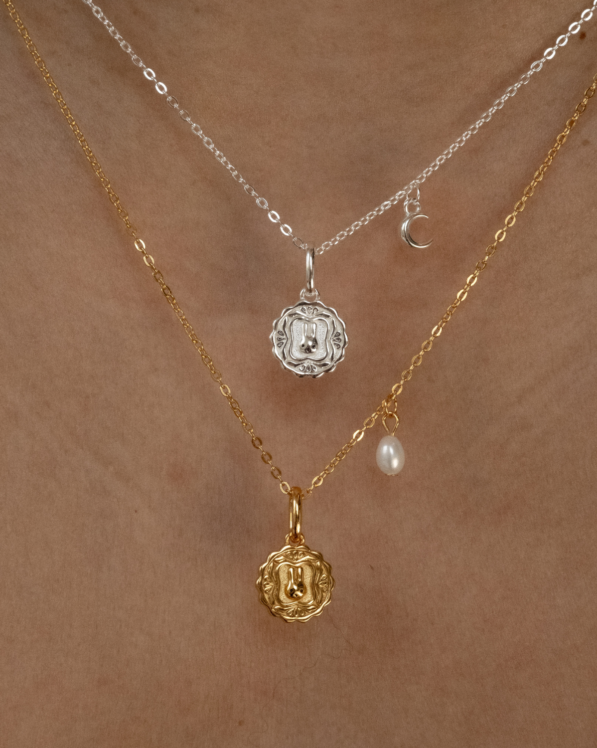 Luna Round Mooncake Necklace - Sterling Silver