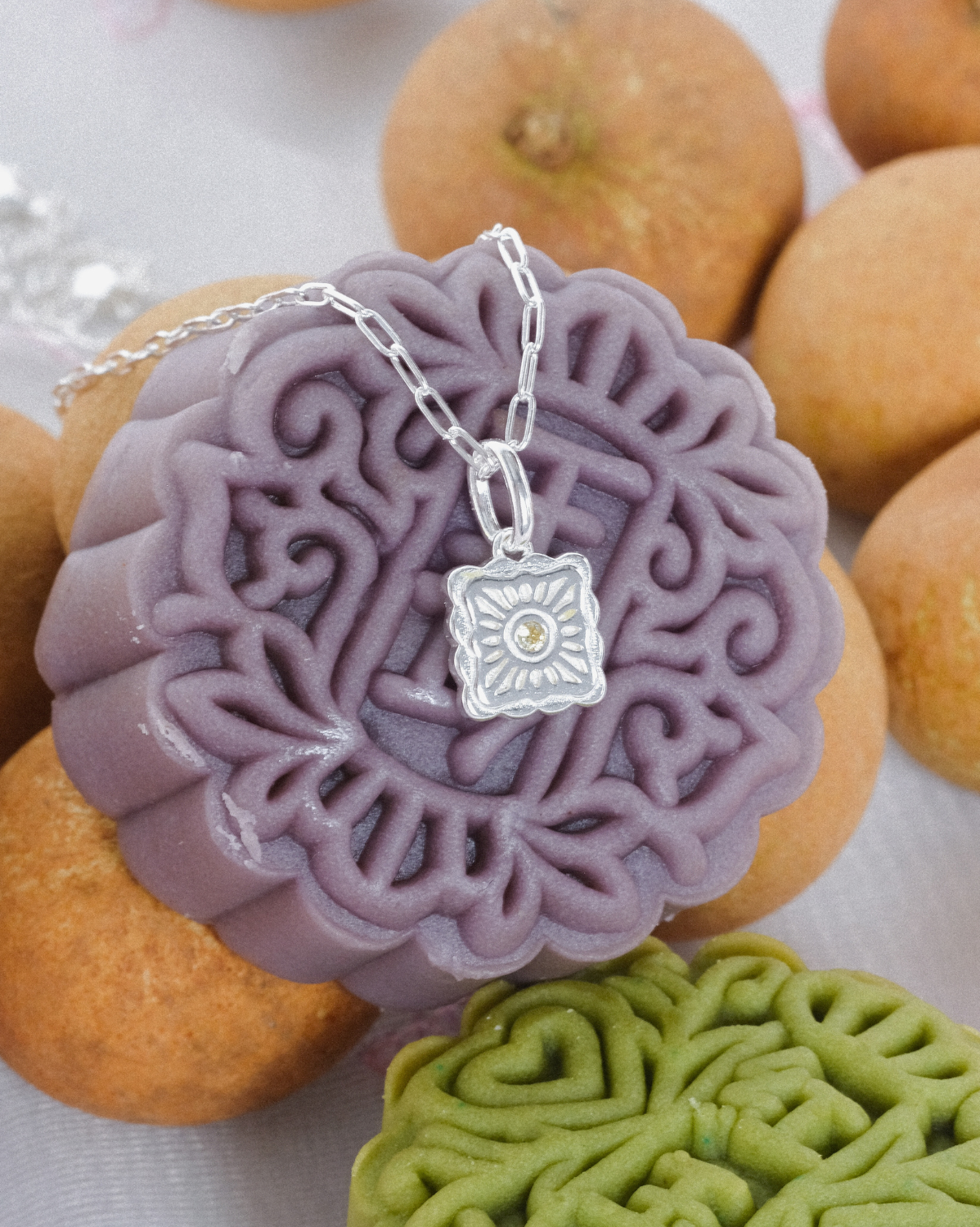 Liu Xin Square Mooncake Necklace - Sterling Silver