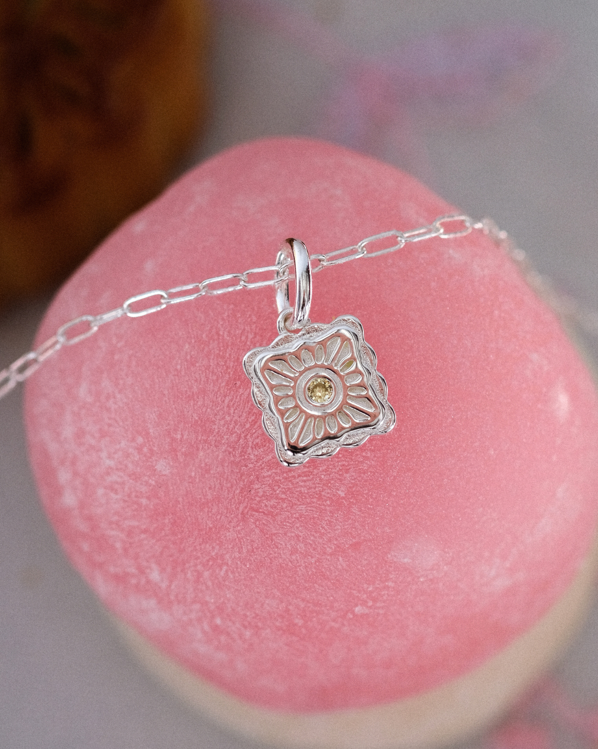 Liu Xin Square Mooncake Necklace - Sterling Silver
