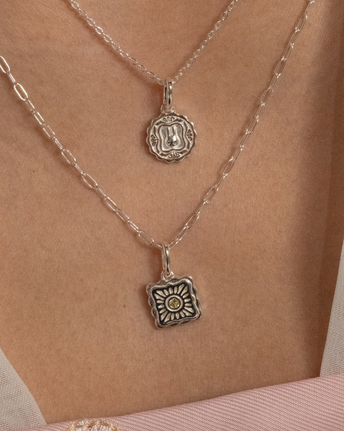 Liu Xin Square Mooncake Necklace - Sterling Silver