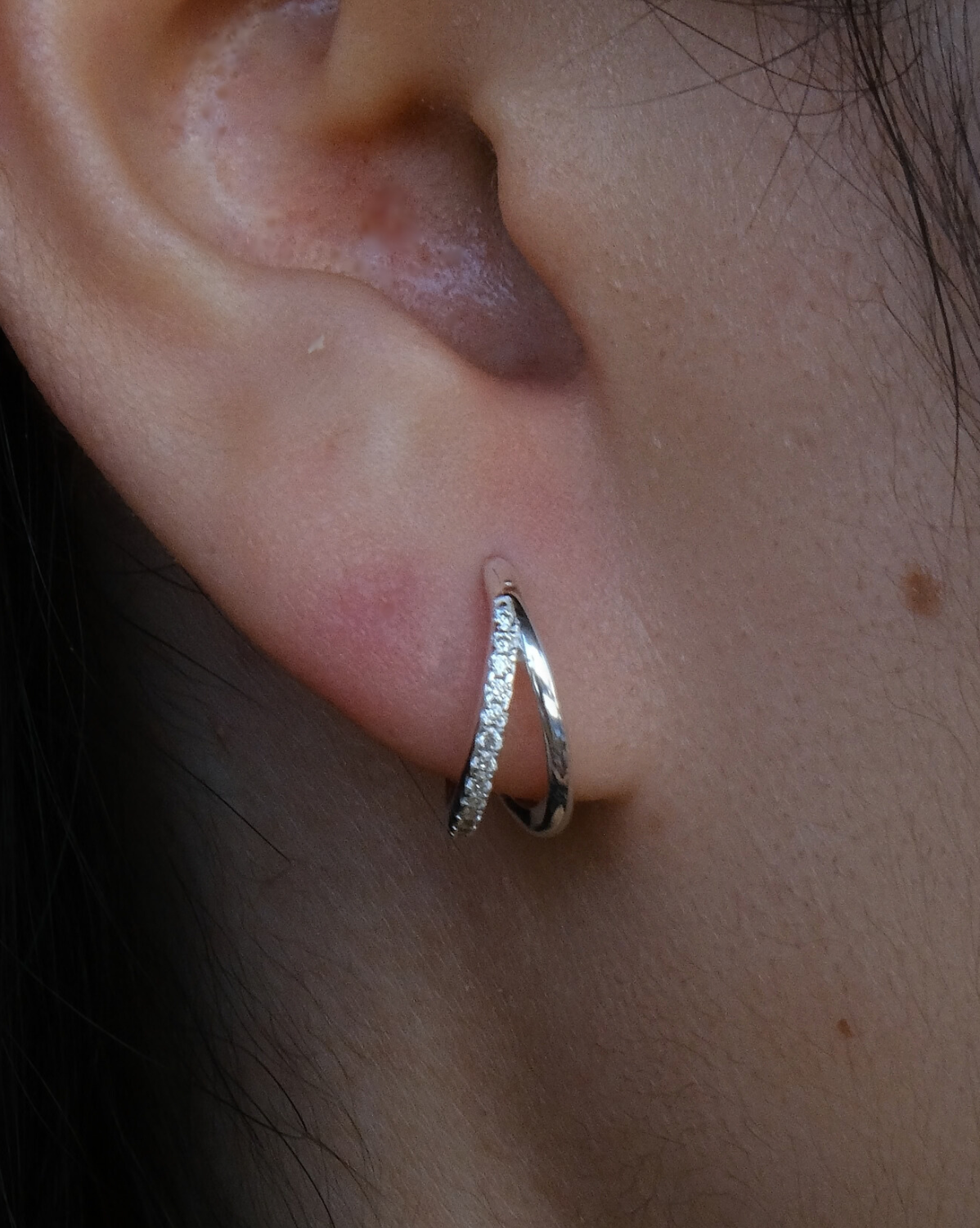 Faye Pave Clicker Hoops - Sterling Silver