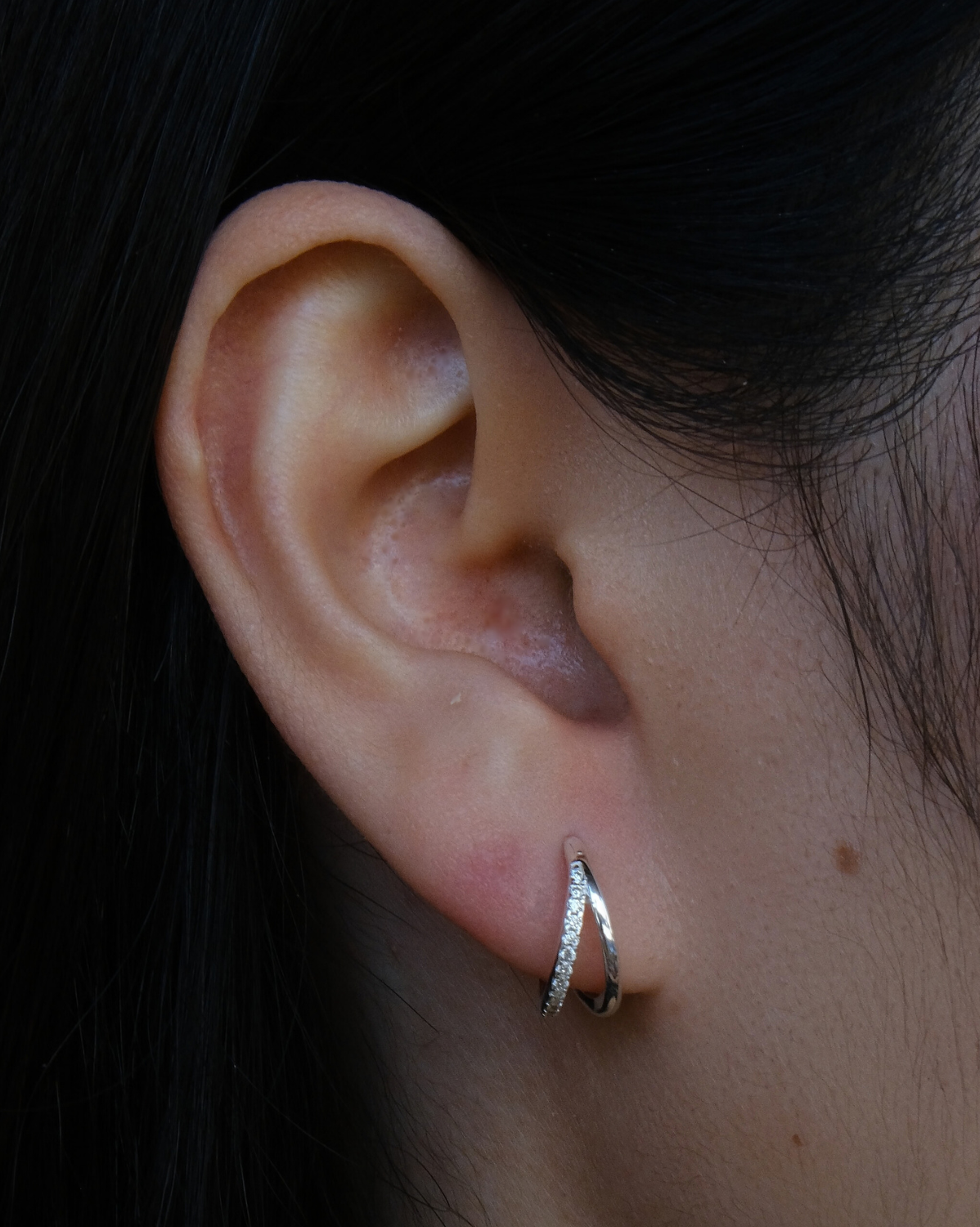Faye Pave Clicker Hoops - Sterling Silver