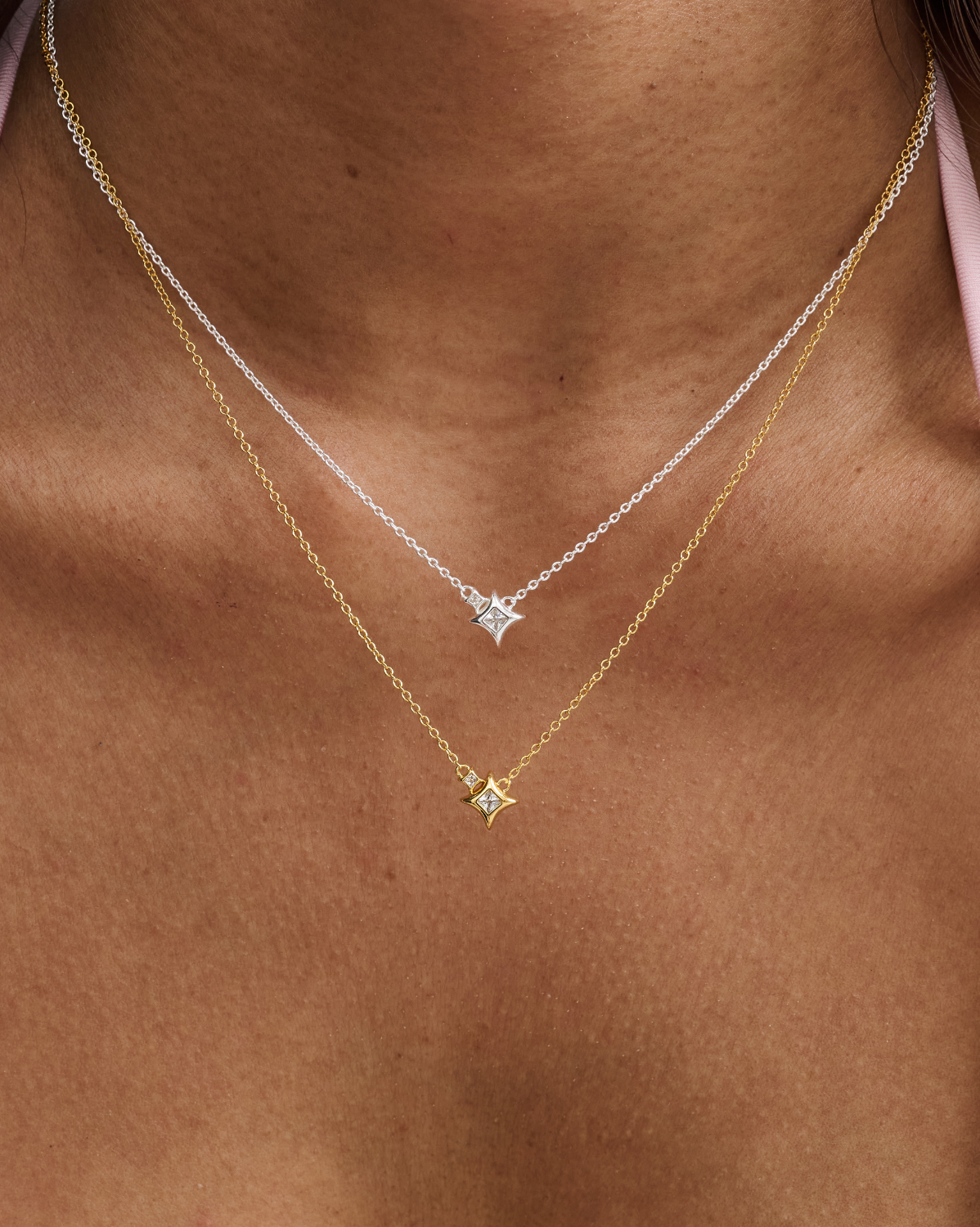 Stella Twin Sparkle Necklace - Sterling Silver