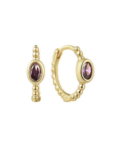 Clio Hoops - Amethyst CZ (February)