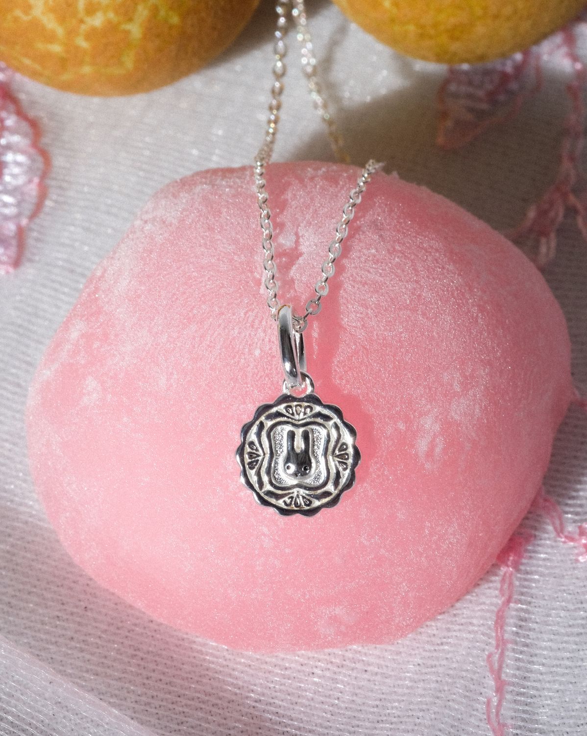 Luna Round Mooncake Necklace - Sterling Silver