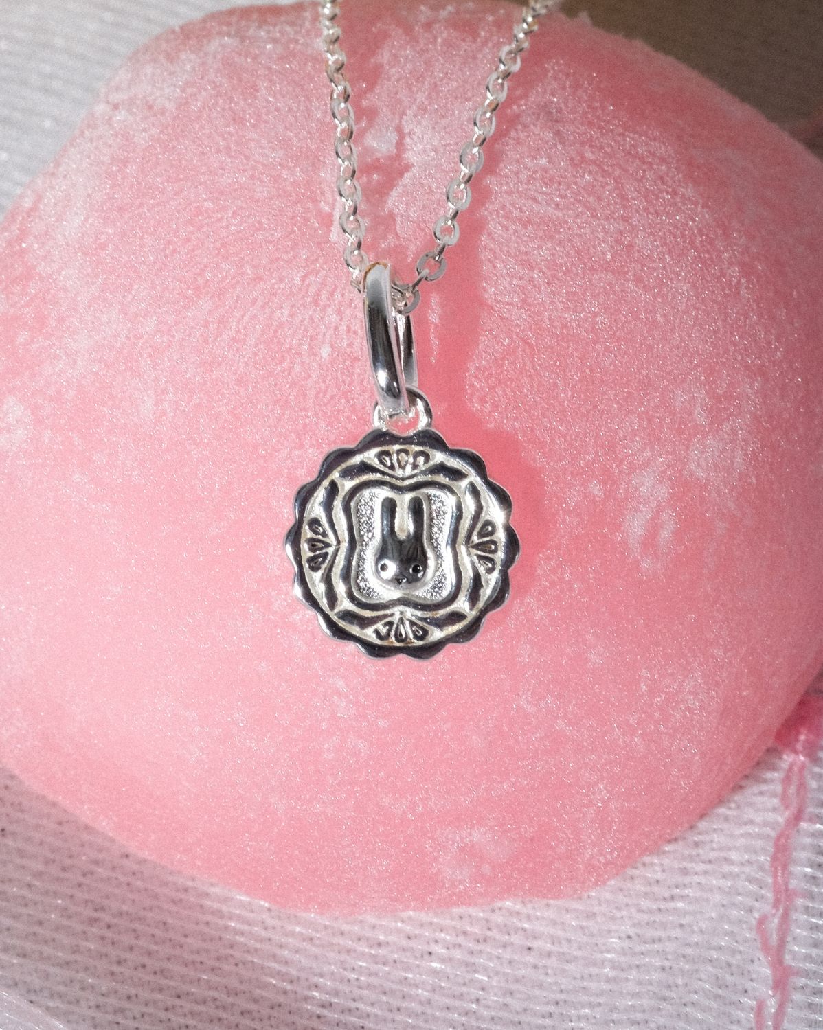 Luna Round Mooncake Necklace - Sterling Silver