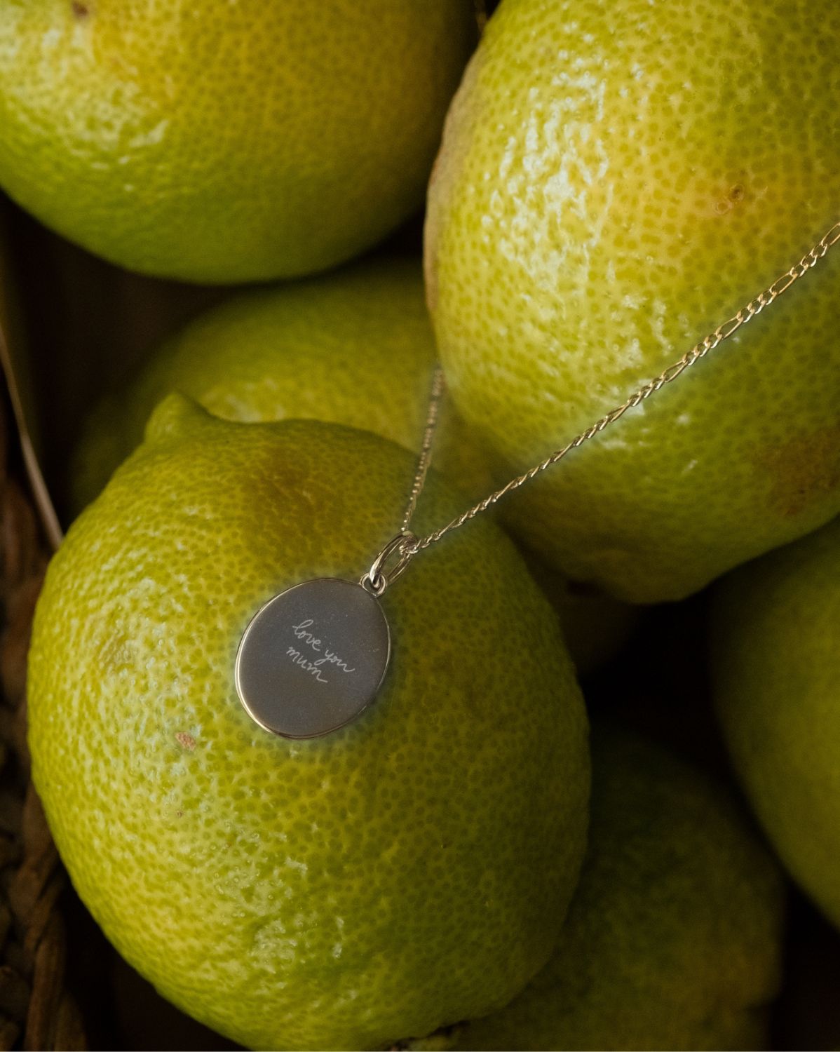 Custom Engraved Oval Necklace - Sterling Silver