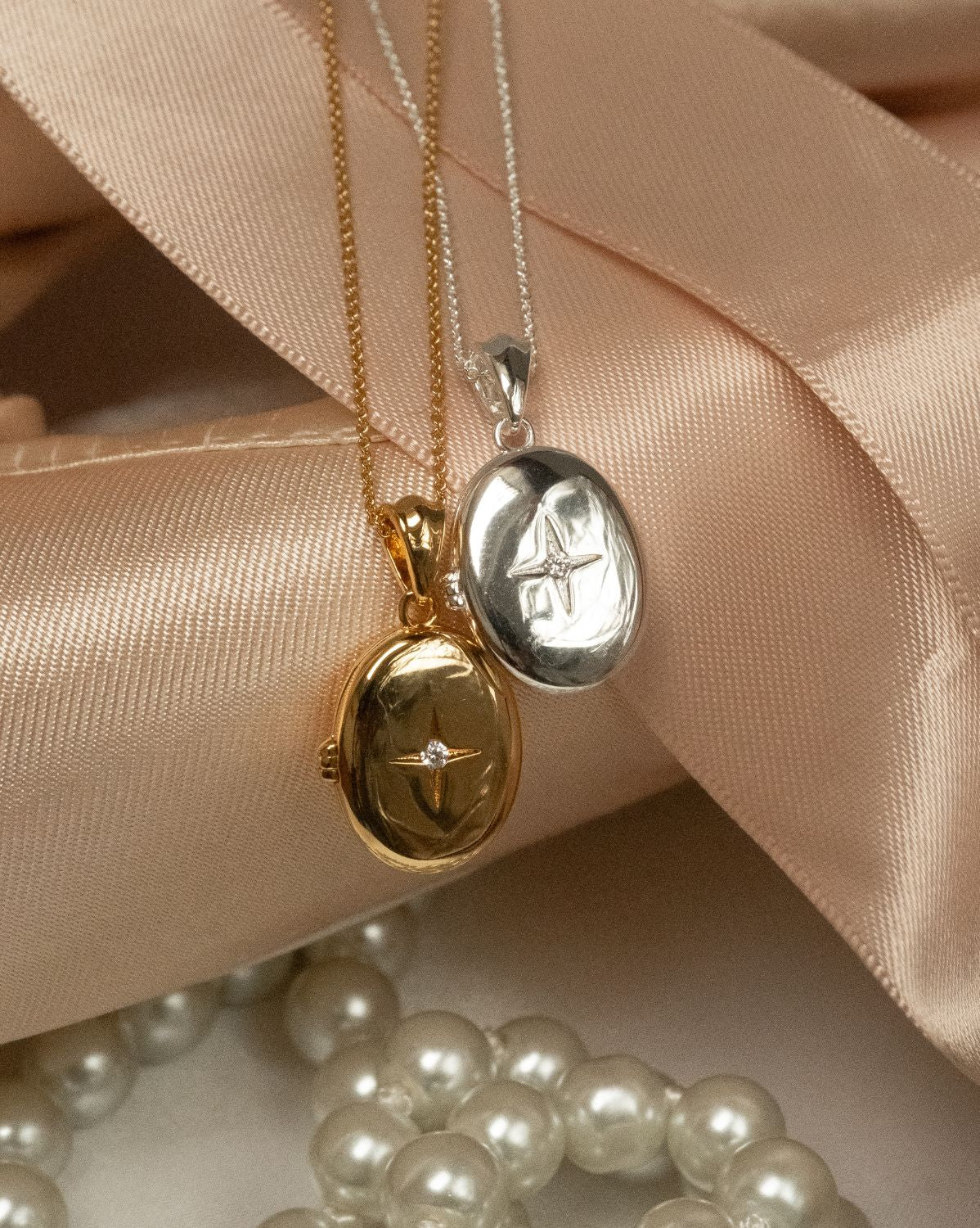 Maeve Oval Engravable Locket Necklace - Sterling Silver