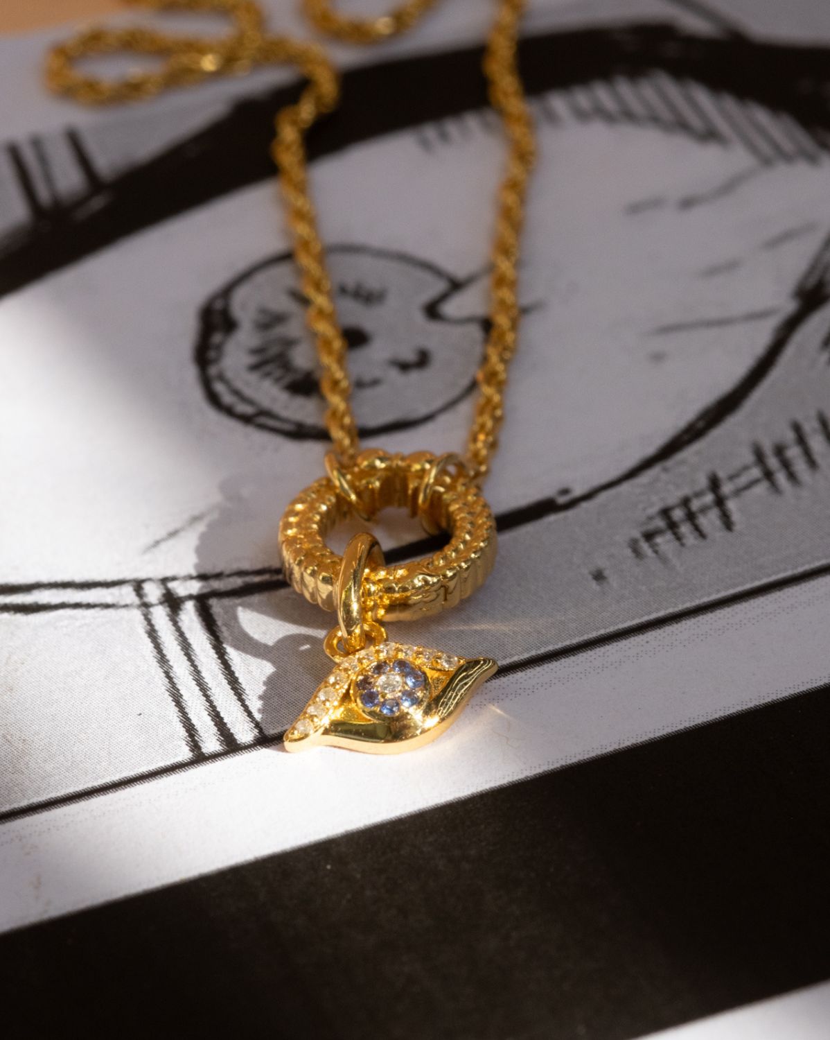 Solid Gold Gojo Evil Eye Charm