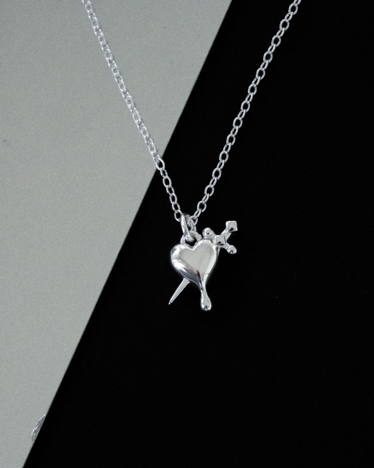Lena Dagger Heart Necklace - Sterling Silver