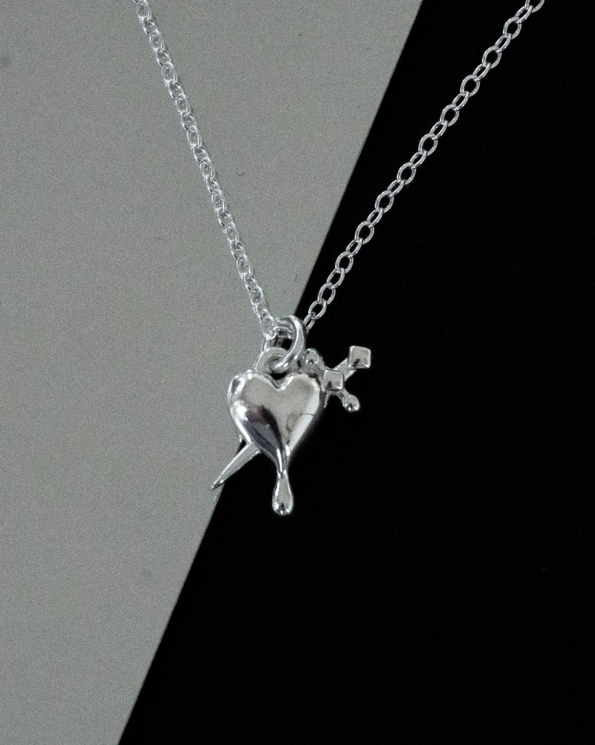 Lena Dagger Heart Necklace - Sterling Silver