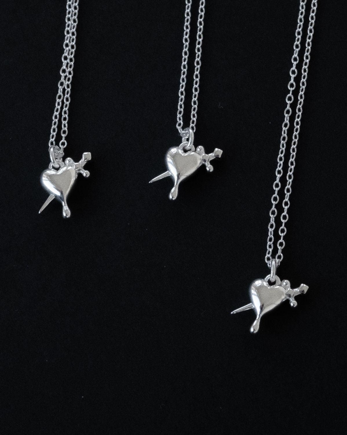 Lena Dagger Heart Necklace - Sterling Silver