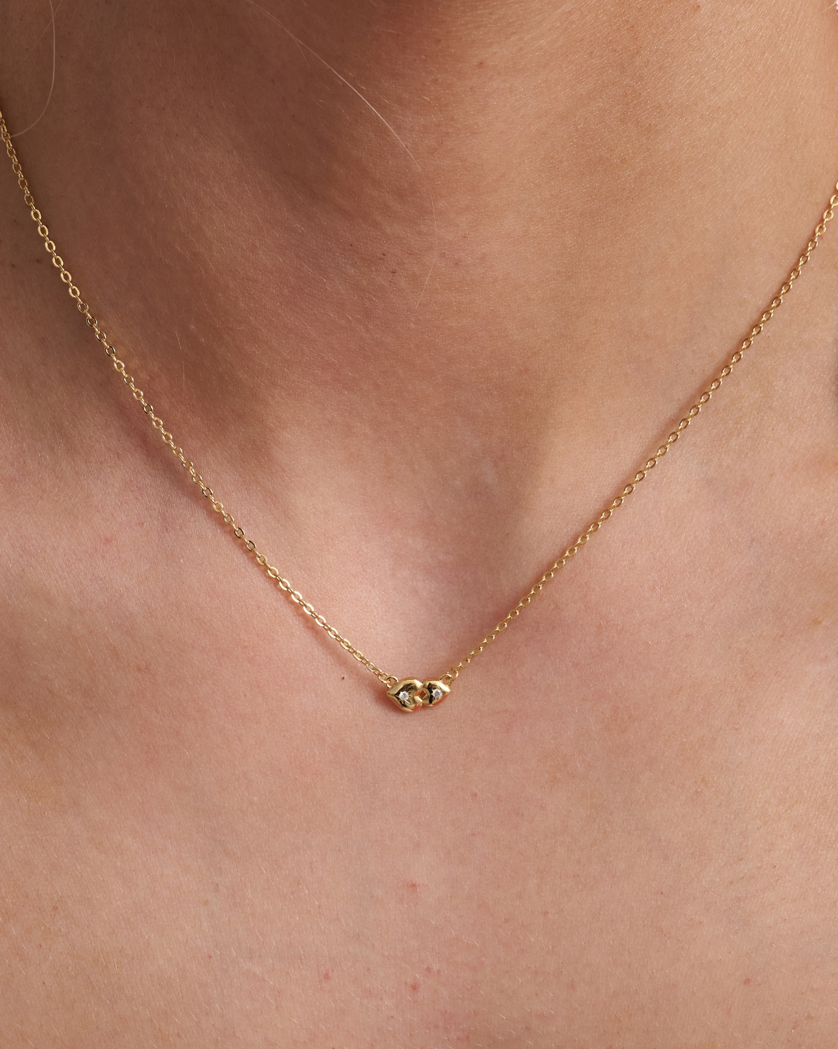 You And Me Solid Gold Hearts Necklace