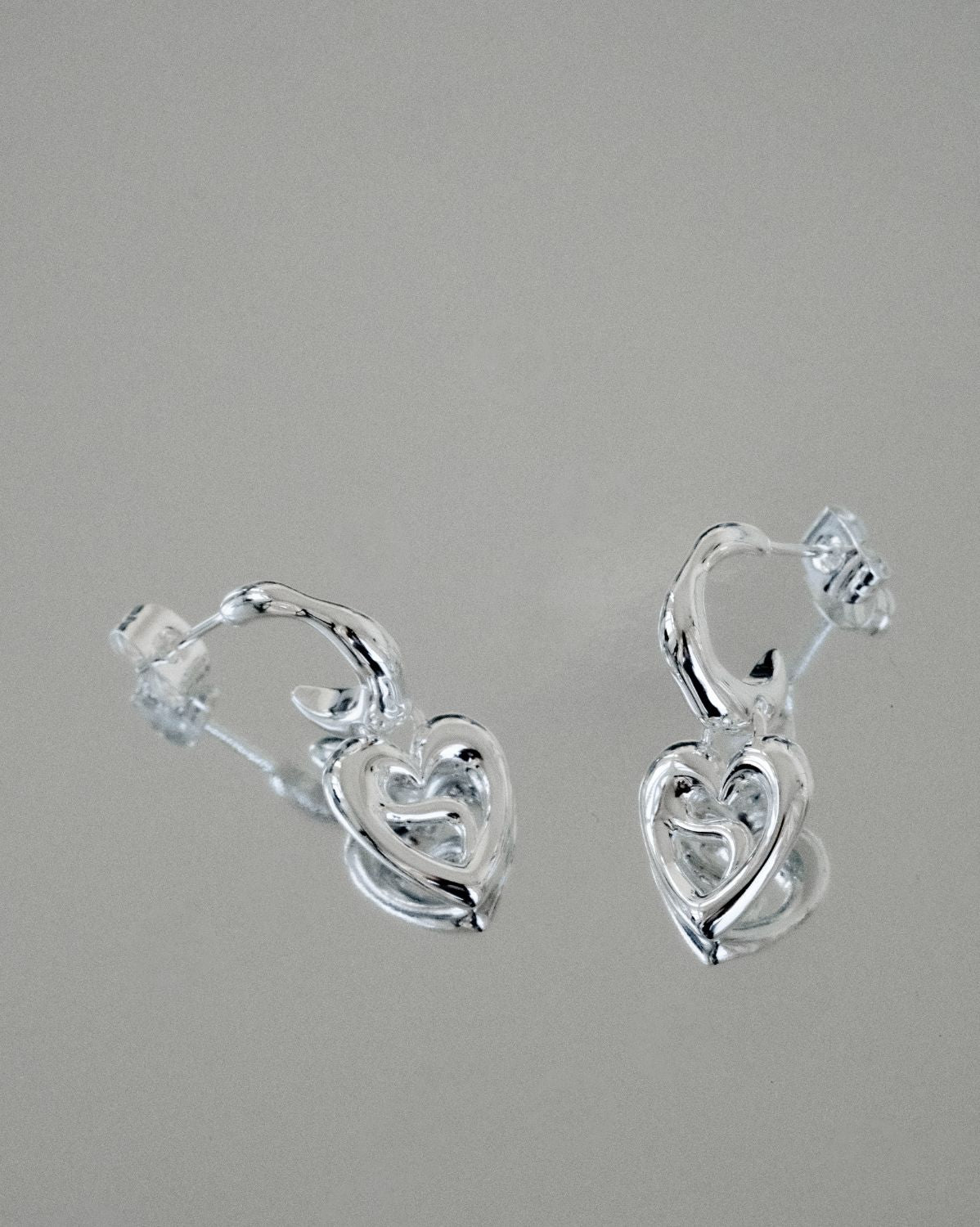 Mika Cosmic Heart Hoops - Sterling Silver