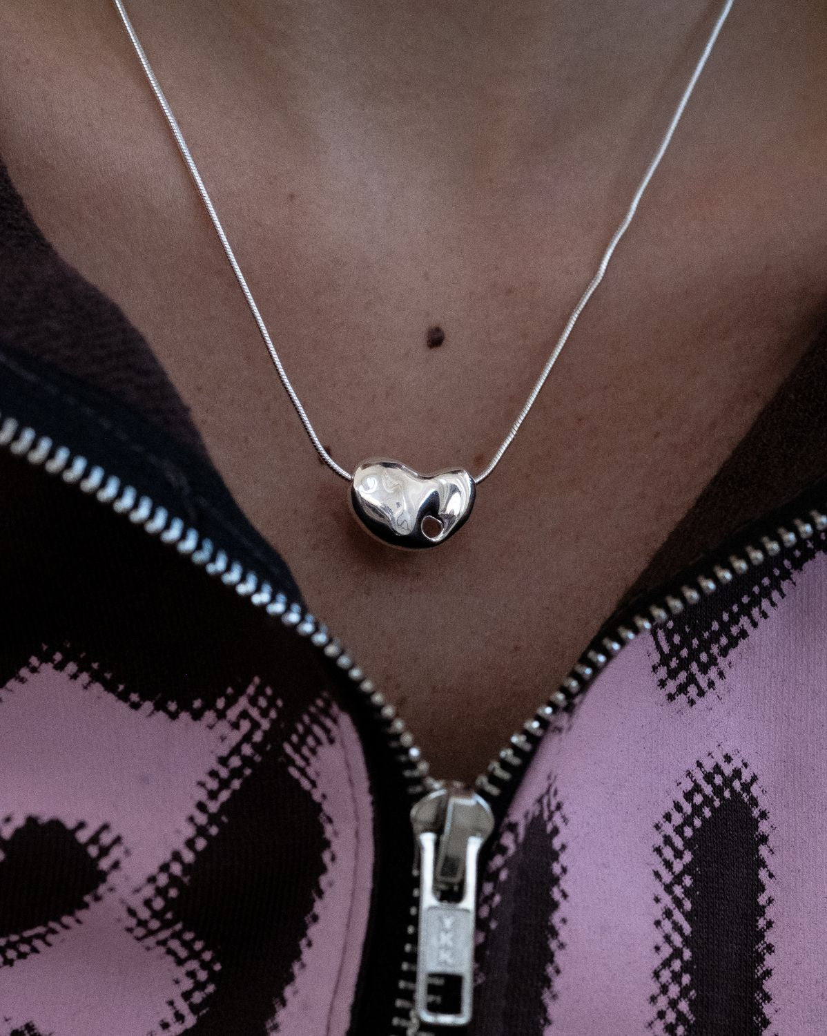 Crush Heart Pebble Necklace - Sterling Silver