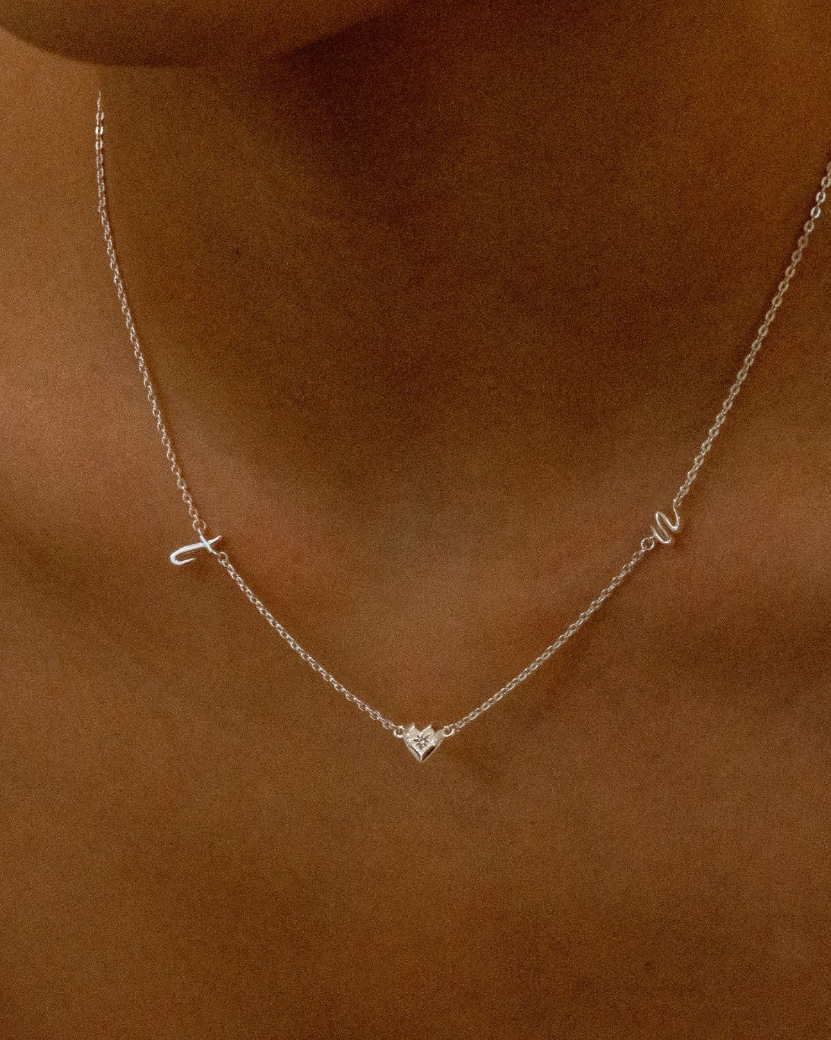 Amour Cursive Initial Necklace - Sterling Silver