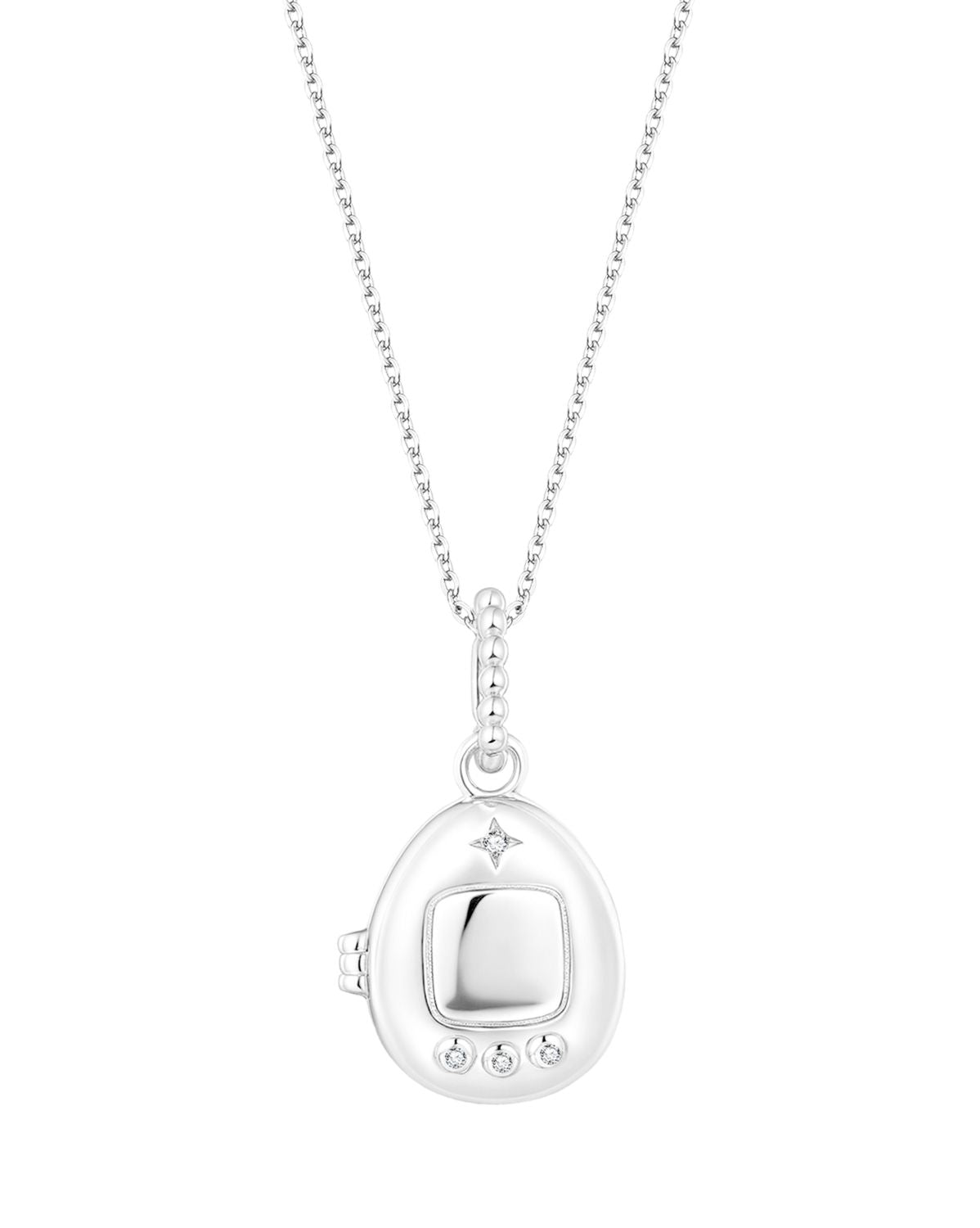 PRE-ORDER Pixel Engravable Tamagotchi Locket Necklace - Sterling Silver
