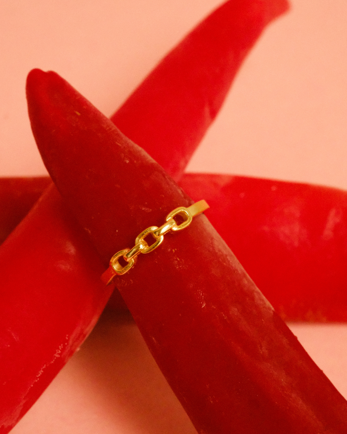 6K Solid Gold Trio Chain Ring