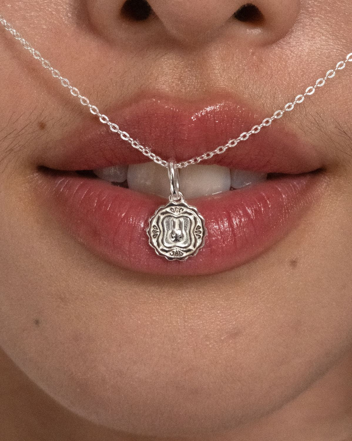 Luna Round Mooncake Necklace - Sterling Silver