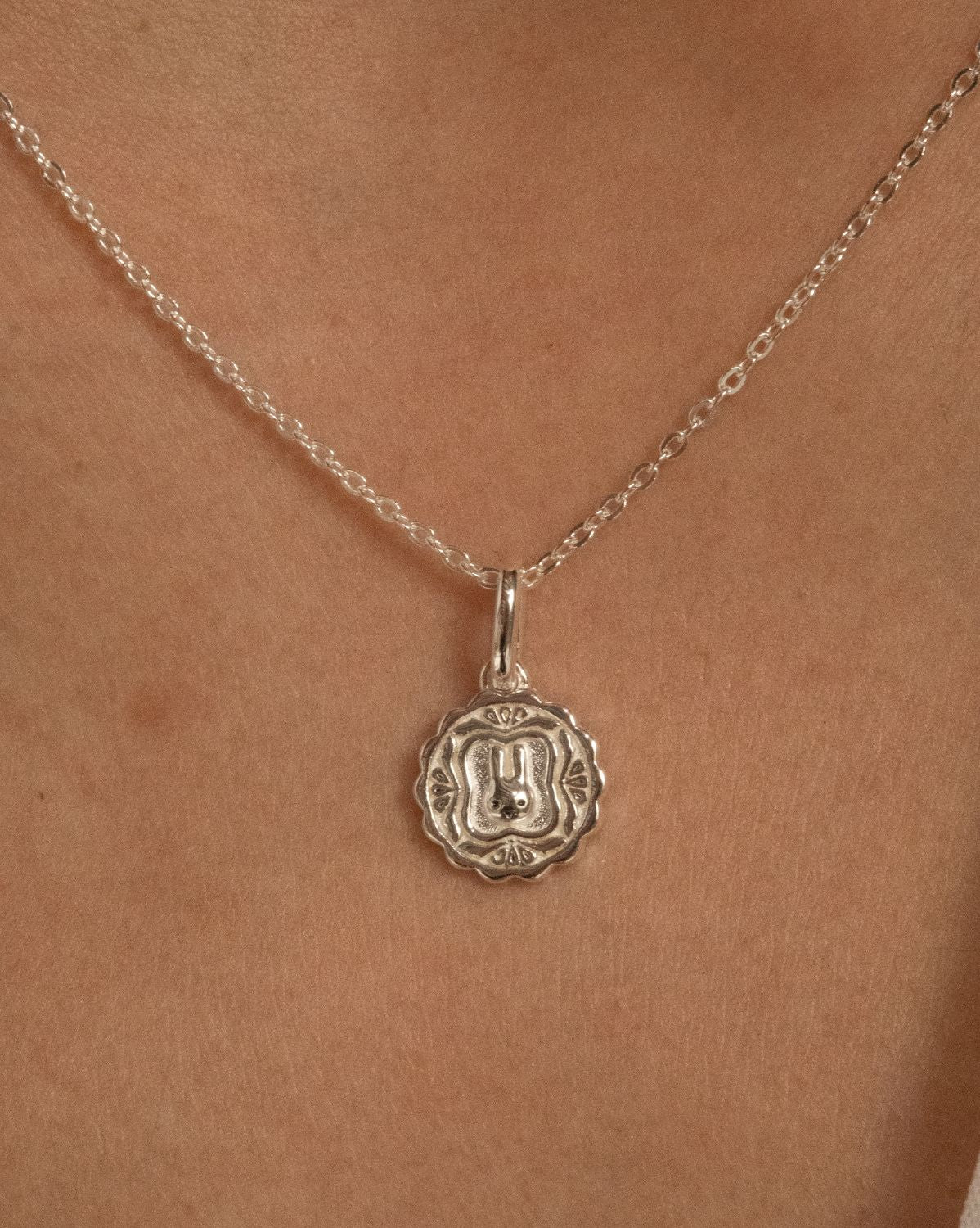 Luna Round Mooncake Necklace - Sterling Silver