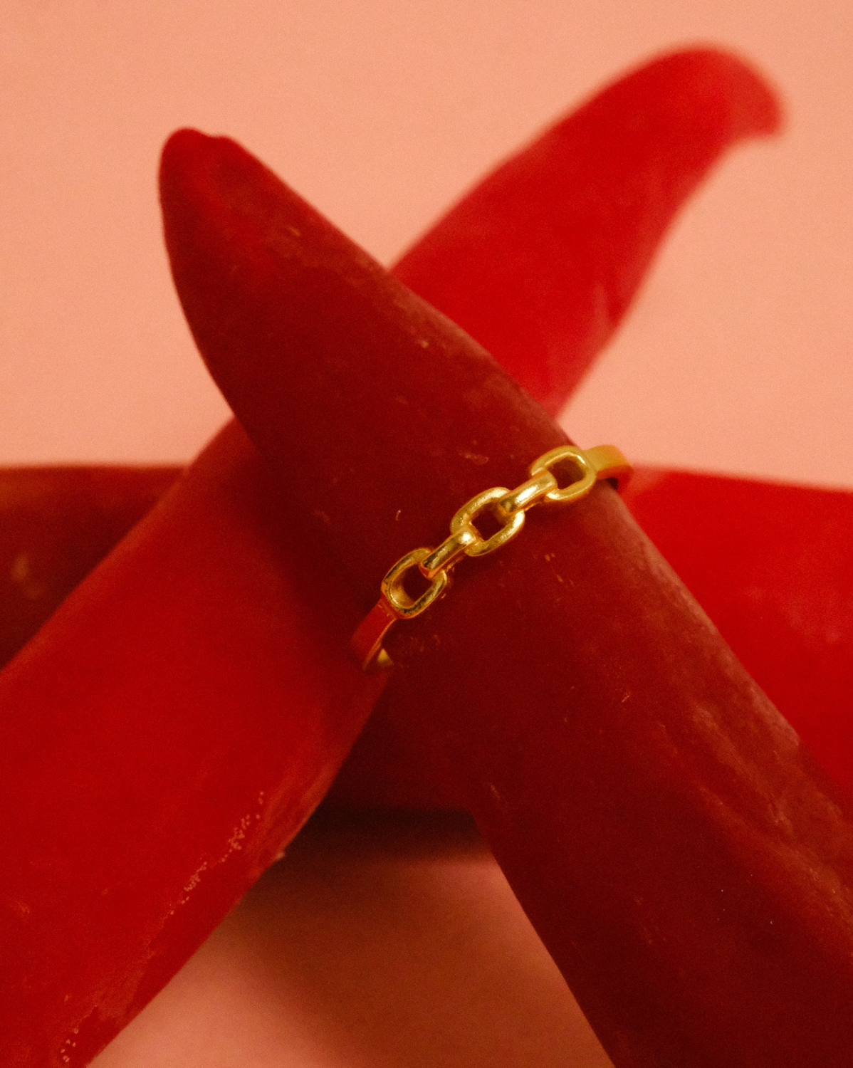 6K Solid Gold Trio Chain Ring