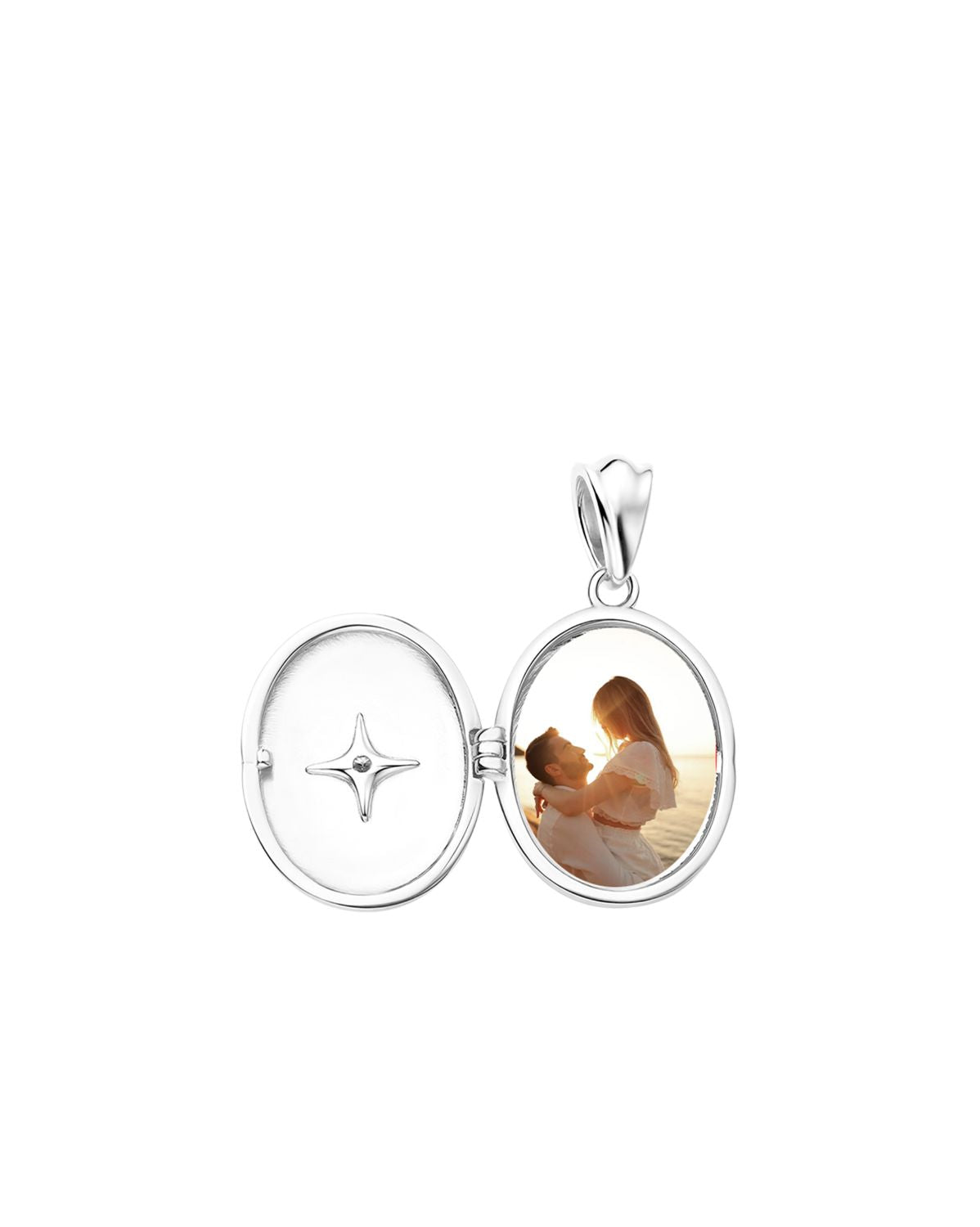 Maeve Oval Engravable Locket Necklace - Sterling Silver