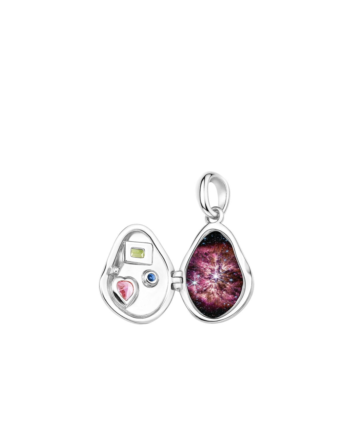 Billie Engravable Gemstone Locket Necklace - Sterling Silver