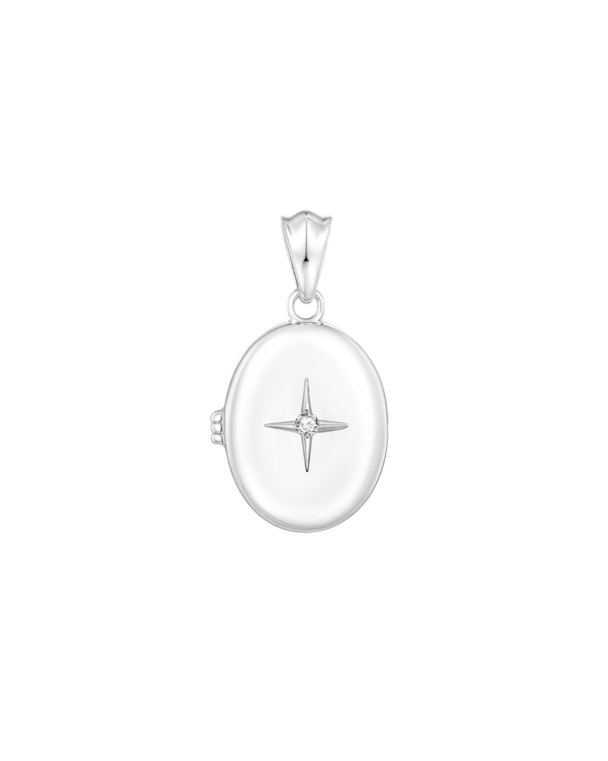 Maeve Oval Engravable Locket Necklace - Sterling Silver