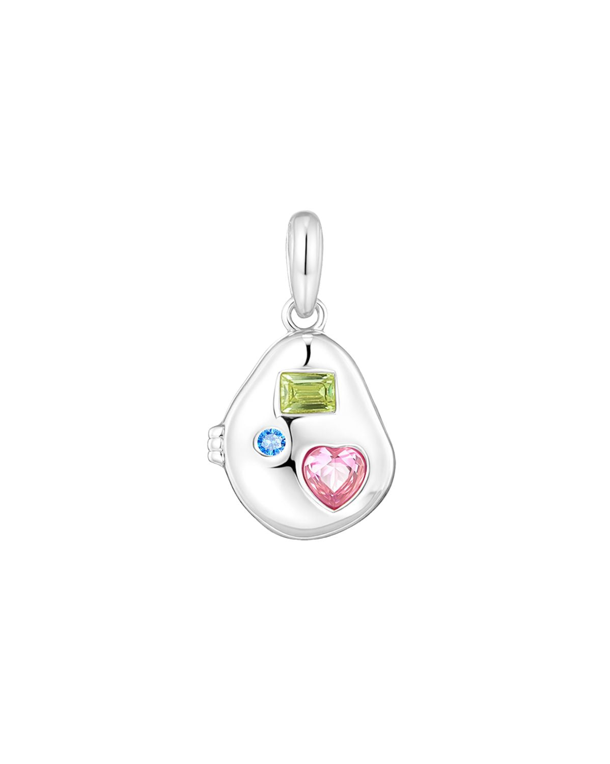 Billie Engravable Gemstone Locket Necklace - Sterling Silver