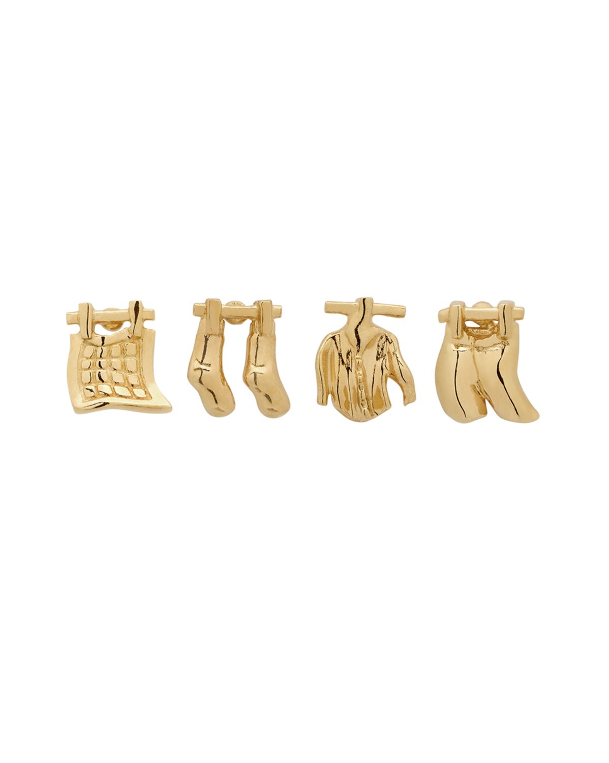 Solid Gold Washing Line Earring Set (Ready to ship)