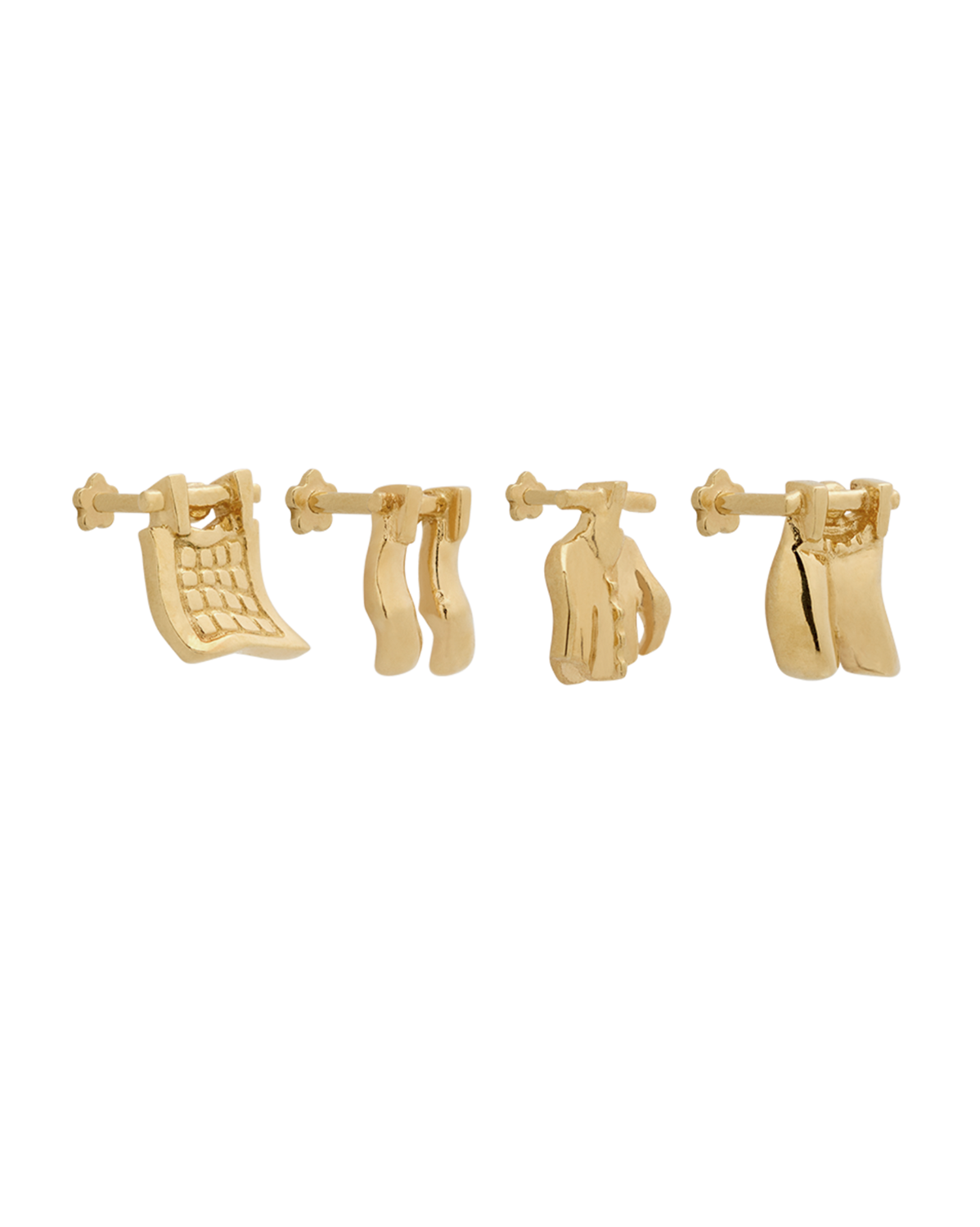 Solid Gold Washing Line Earring Set (Ready to ship)