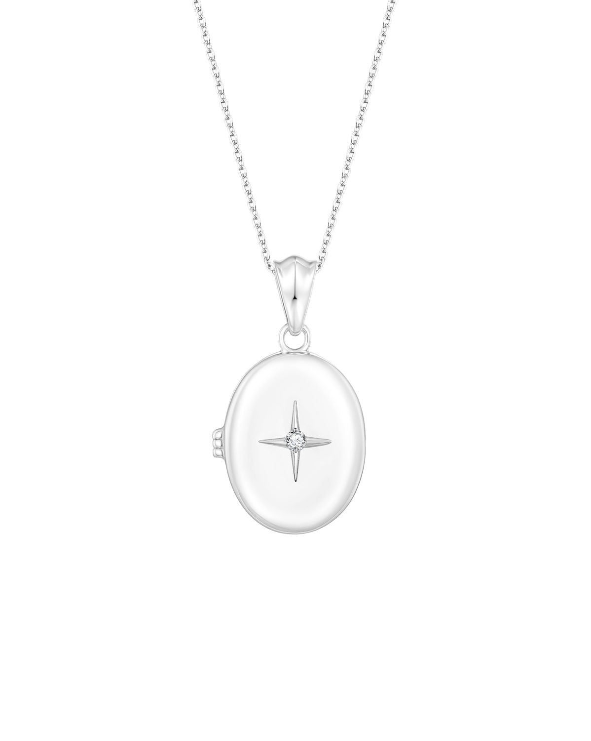 Maeve Oval Engravable Locket Necklace - Sterling Silver