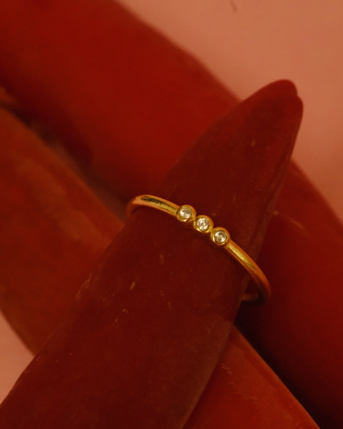 6K Solid Gold Trio Gemstone Ring