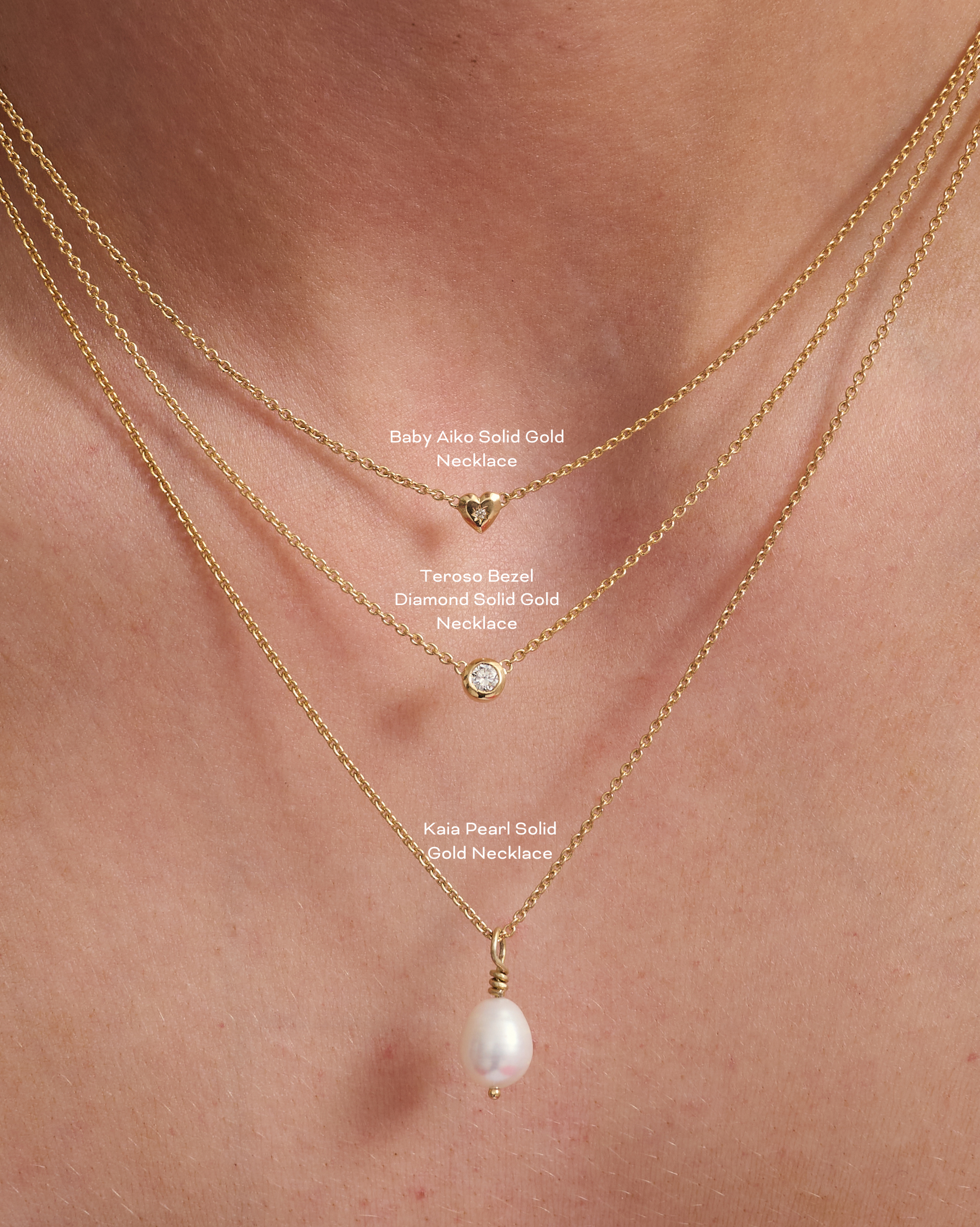 Teroso Bezel Diamond Solid Gold Necklace