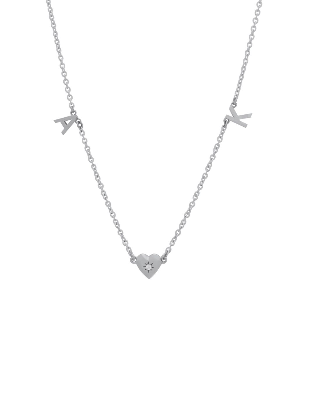 Amour Duo Initial Necklace - Sterling Silver