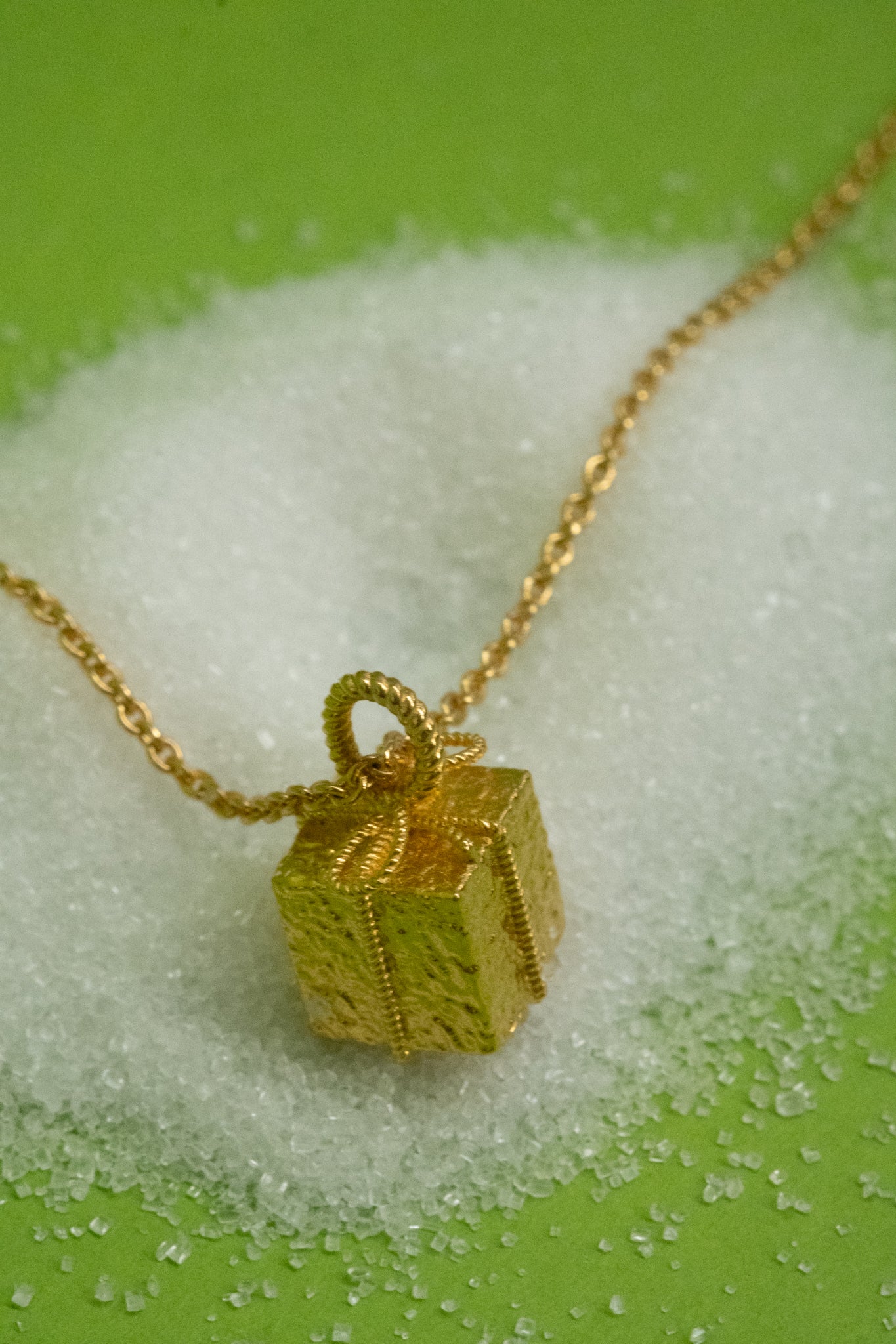 Solid Gold Arriety Sugar Cube Pendant