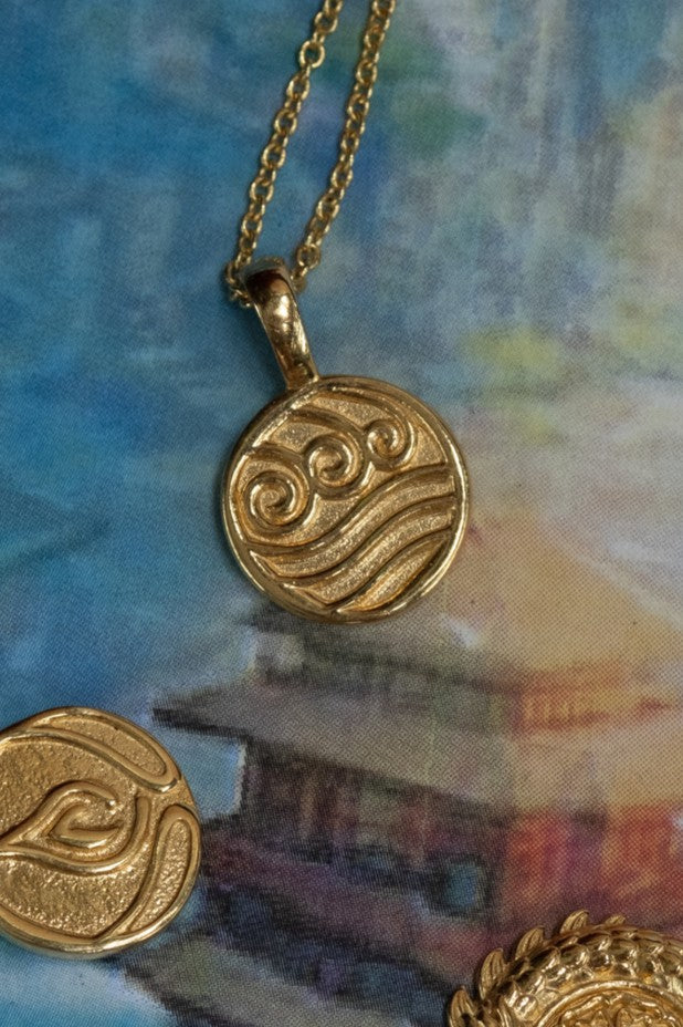Solid Gold Waterbender Pendant Necklace