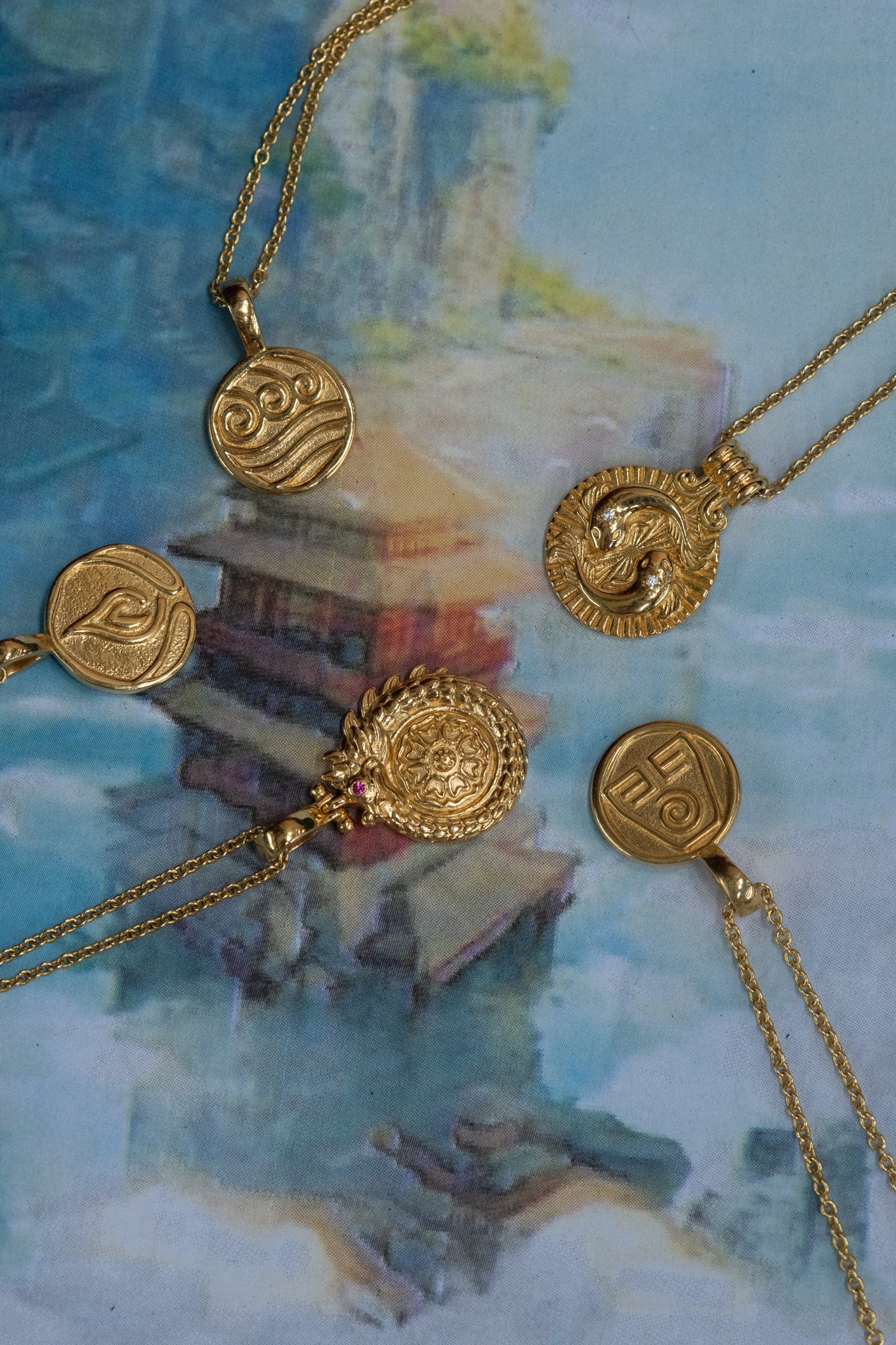 Solid Gold Waterbender Pendant Necklace