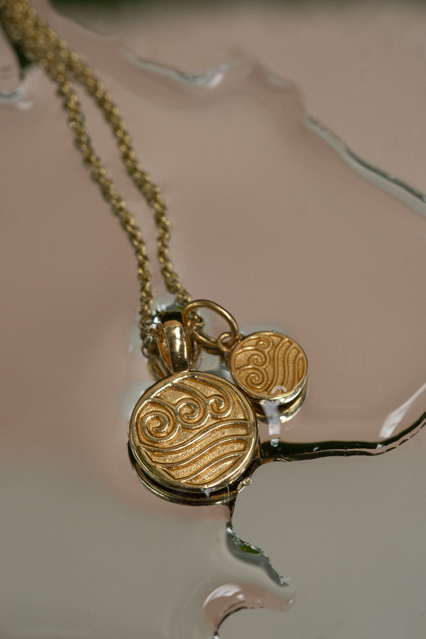 Solid Gold Waterbender Pendant Necklace