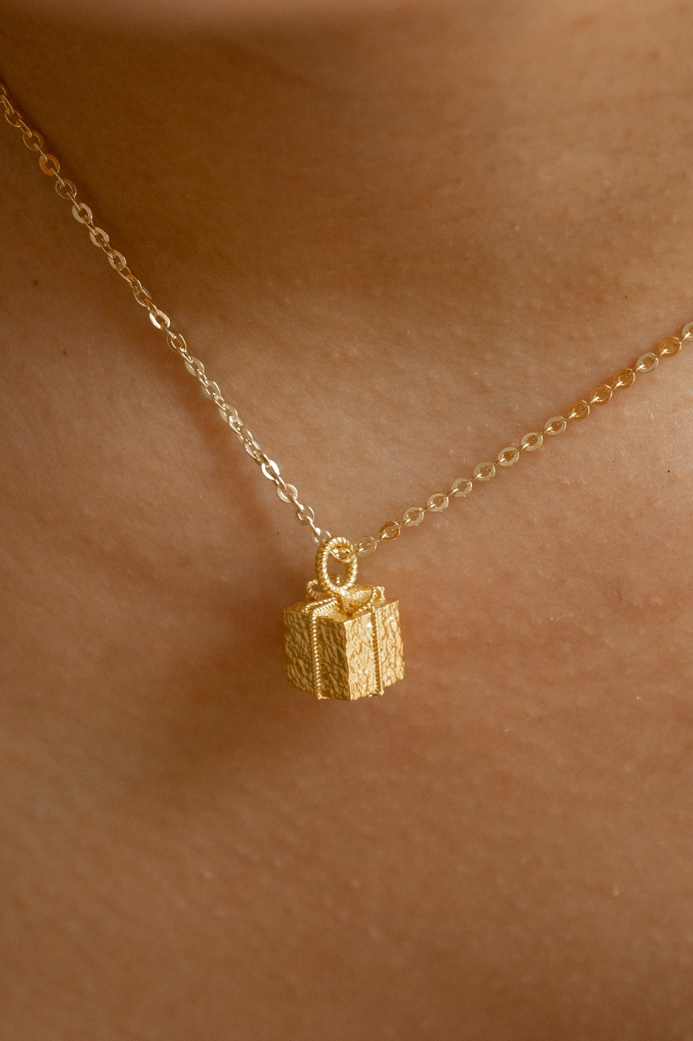 Solid Gold Arriety Sugar Cube Pendant